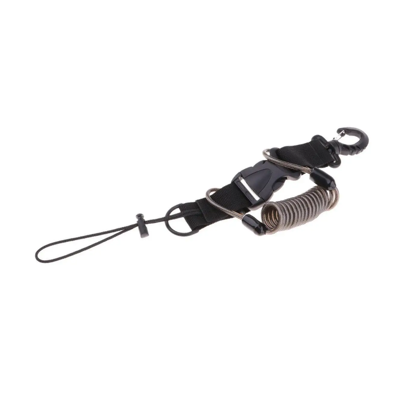 

Durable Scuba Diving Spiral Spring Coil Lanyard Camera Safety Leash Black