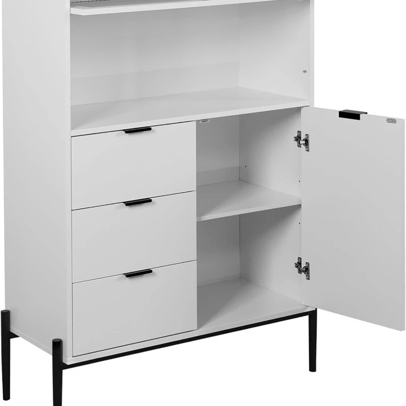 

Sideboard with 3 drawers 1 door and 1 glass door wooden cabinet, storage space with kitchen and dining room