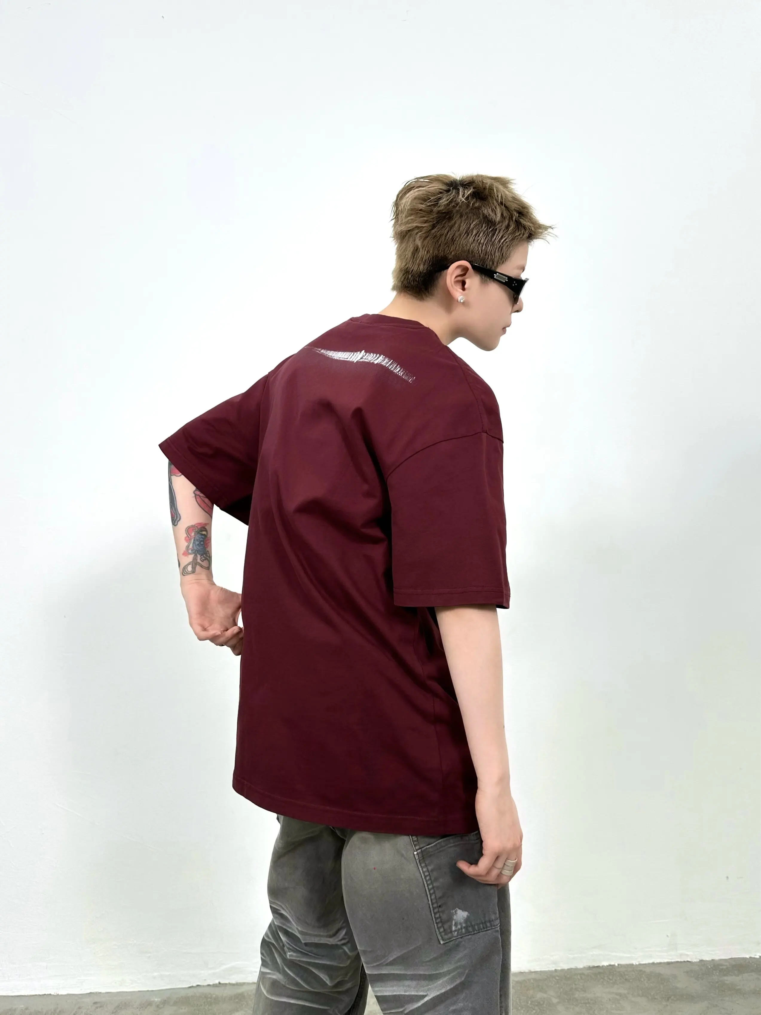 2026 Summer New American Streetwear Men's Letter Print Loose Casual Cotton Round Neck Short Sleeve Black White Red T-Shirt