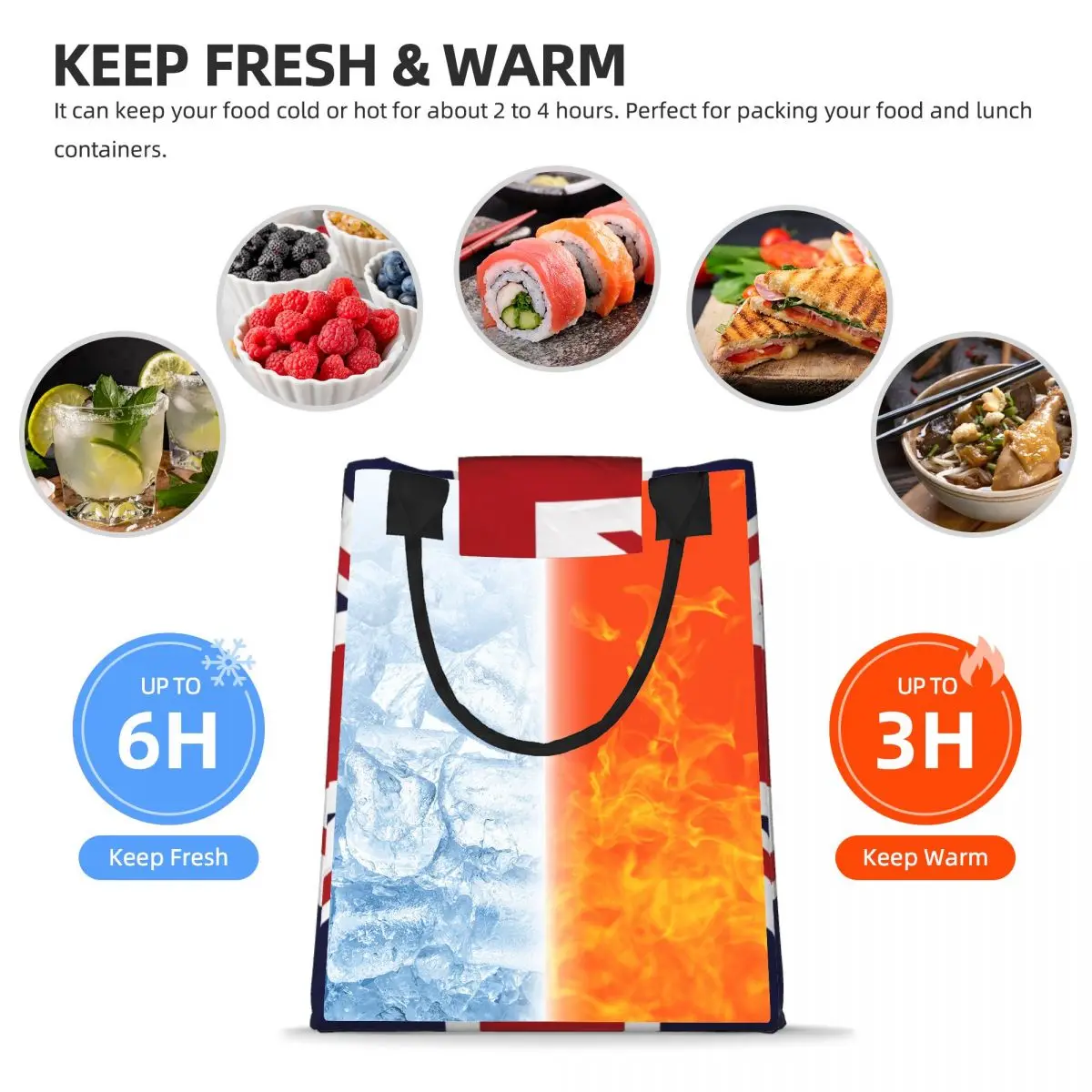 Union Jack Flag Of The UK Insulated Lunch Bag United Kingdom British Resuable Thermal Cooler Bento Box Food Container Tote Bags