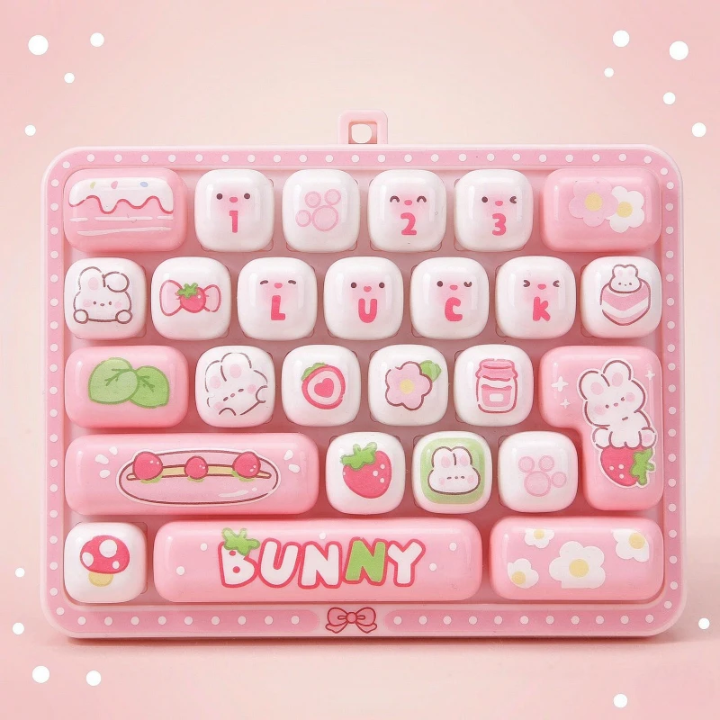 26 Grid 26구 Keycap Clicker Fidget Toy Stress Relief Keyboard Keychain Decompression Button Hand Relax Cartoon Party Favor Gift
