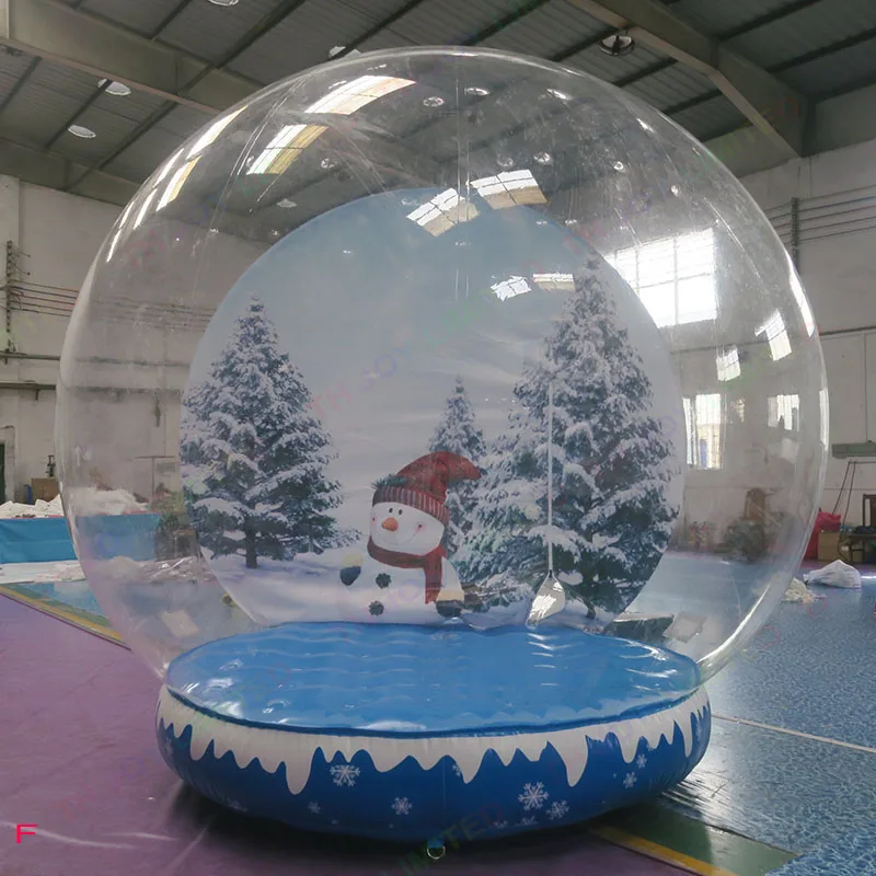 Bola de nieve inflable de la cabina de la foto clara del tamaño humano de la tienda inflable del globo de nieve de la Navidad