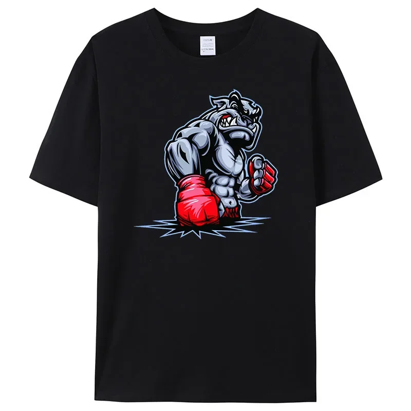 2024 Men\'s T-shirt Boxing Dog Printed Tops Cotton T-Shirts For Womens Fashion Casual Soft Short Sleeve Loose MenTees Comfortable