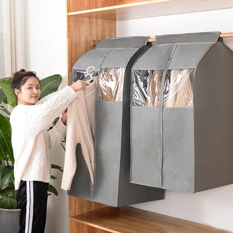 

Non-woven Fabric Garment Bags for Storage Hanging Garment Rack Cover Organizer Hanging Clothes Cover for Suit Coats Jacket Dress