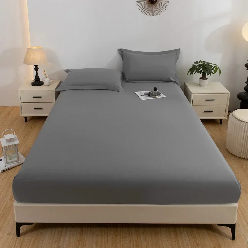 Waterproof Bed Fitted Sheet Soft Breathable Mattress Cover Grey White Black Blue Queen/King/Twin/Full