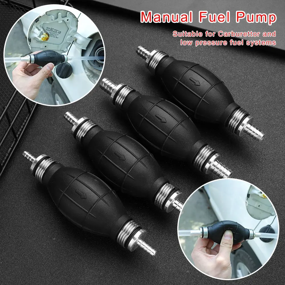 6mm/8mm/10mm/12mm Manual Fuel Pump Rubber Aluminum Hand Primer Oil Gasoline Petrol Diesel Liquid Transfer Pump