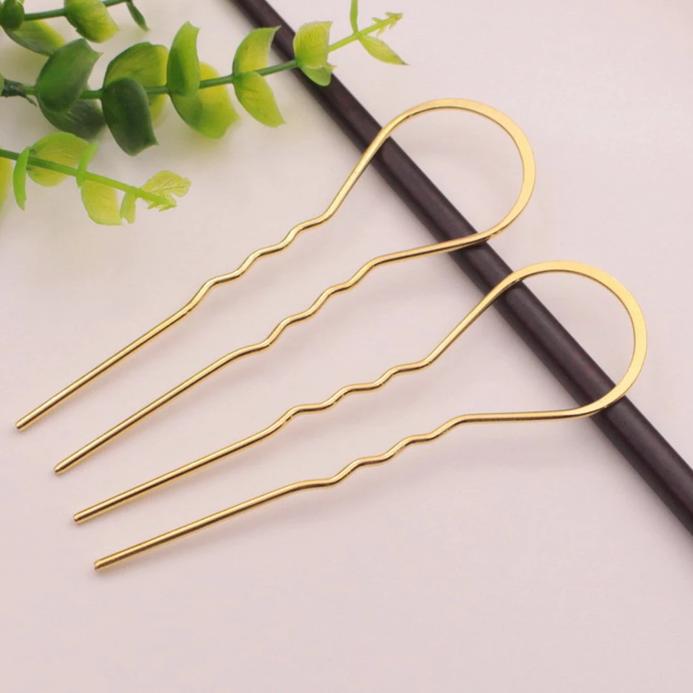 

10Pcs U Shaped Hairpins Wavy Hair Clips Metal Hair Accessories for Women and Exquisite Design Golden Women Hairpins