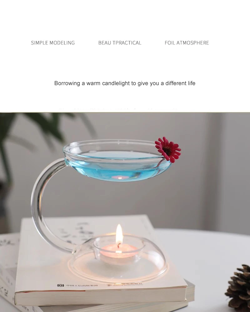 Glass Candlestick High-temperature Resistant Transparent Household Incense Lamp Romantic Aromatherapy Stove Candle Holder