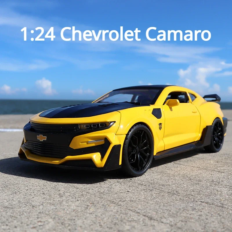 1:24 Chevrolet Camaro Alloy Sports Car Model Diecast Metal Vehicles Model Simulation Sound Light Collection Kids Toy Gift F261