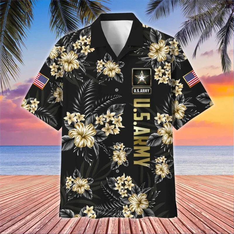 Summer New 3D Print UNITED STATES Soldier Veterans Armys Shirts Kid Fashion Short Shirts For Men Women Harajuku Hawaiian Clothes