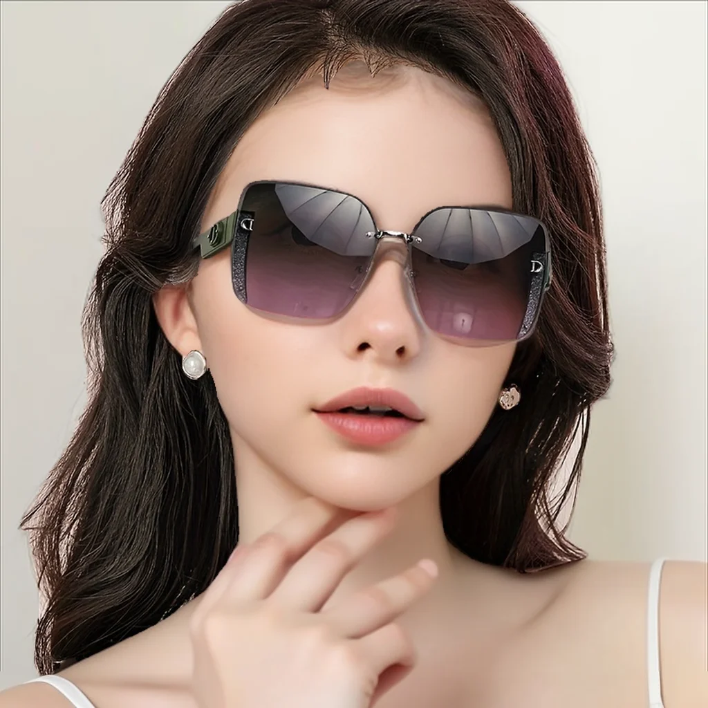 1pcs New INS style square frame versatile natural sunglasses suitable for women's fashion gradient color UV resistant sunglasses