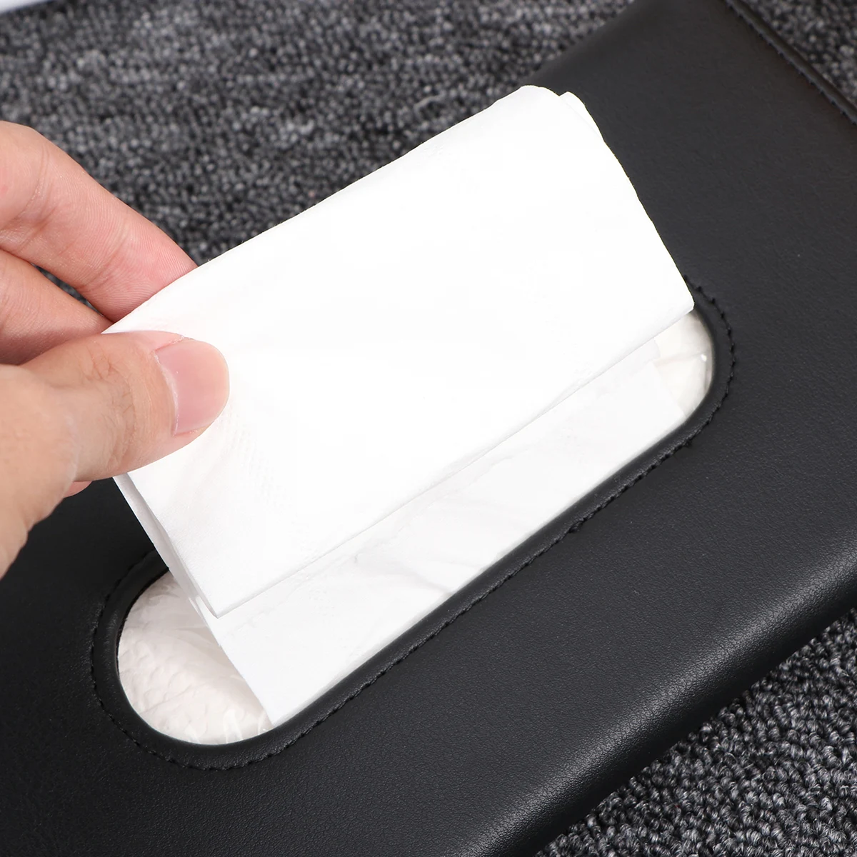 

Tissue Box for Visor Armrest Headrest PU Easy Replace Paper Towel Retro Napkin Holder Storage Container Home