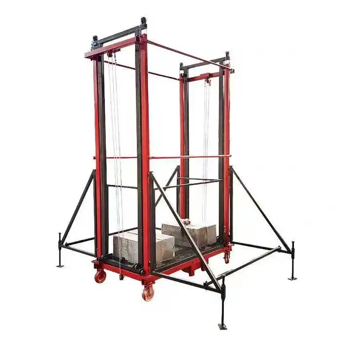 500KG Portable Electric Scaffold Lift Small Mobile Elevator with Wire Rope Sling for Construction New Condition Steel Material