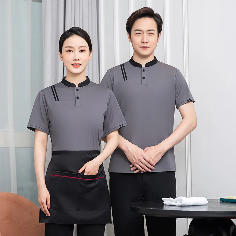 Hotel Work Clothes Summer Wear Female Cleaning Service Uniform Short Sleeve Hotel Guest Room Sweep Floor Property Cleaner PA Uni