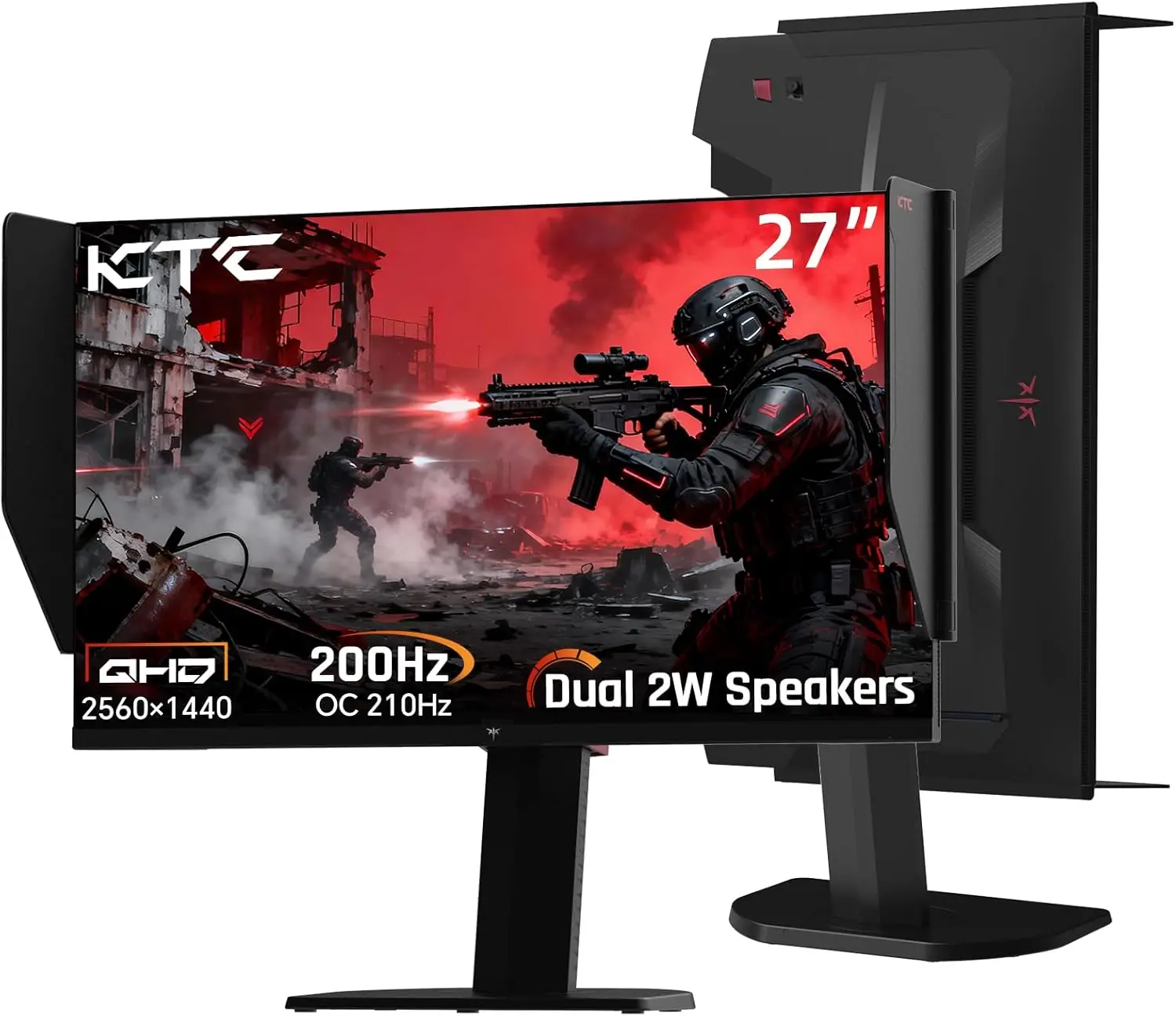 

27" 1440P 210Hz Gaming Monitor with Speakers, Fast IPS, 1ms, Adaptive Sync, VESA, Ergonomic Stand