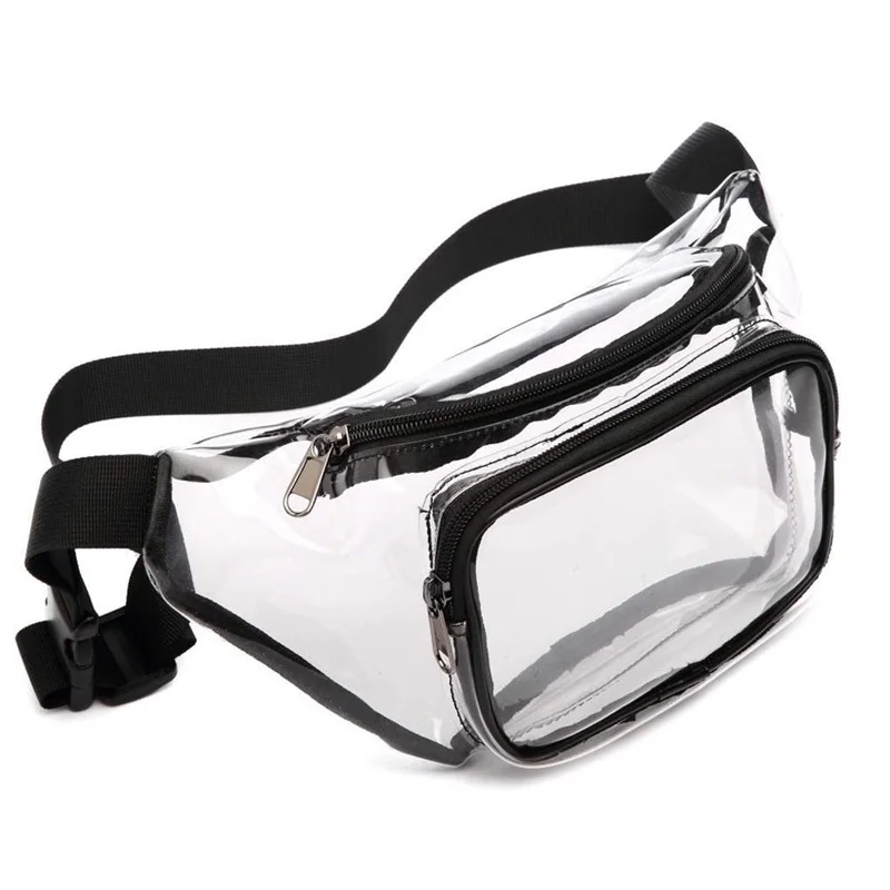 Men Women Crossbody Bag Stylish Clear PVC Shoulder Bag with Adjustable Strap Double-Layer Zippers and Waterproof Design