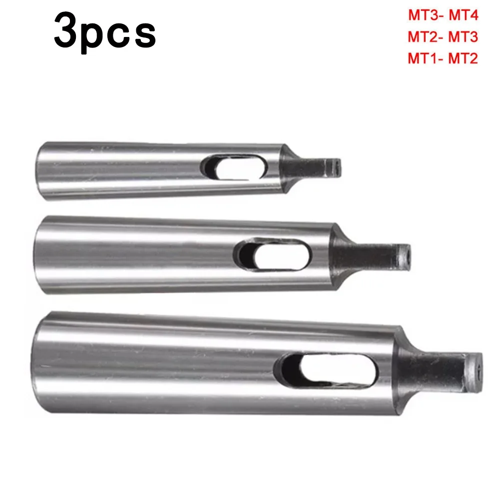 MT1 MT2 MT3 MT4 For Morse Taper Reducing Adapter Sleeve 3PCS 45# Steel Drill Bit Socket For Lathe Milling Machine Power Tool Acc