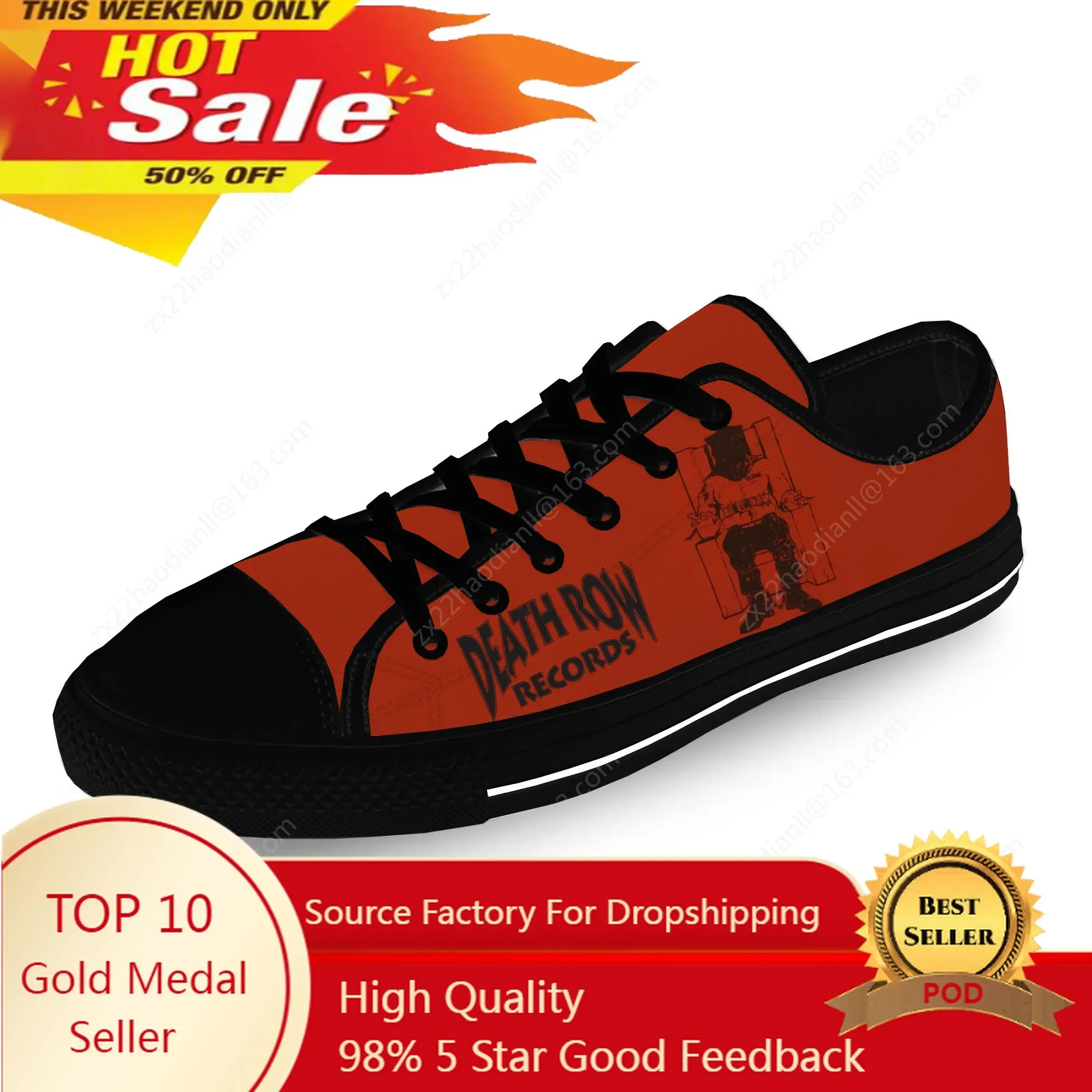 Death Row Records Low Top Sneakers Mens Womens Teenager Casual Shoes Canvas Running Shoes 3D Print Breathable Lightweight Shoe