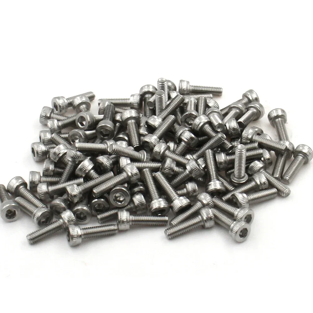 10/20/50/100pcs M1.4 M1.6 M2 M3 M4 M5 M6 DIN912 304 A2-70 Stainless Steel Hexagon Hex Socket Cap Allen Head Bolt Screw L=2-50mm