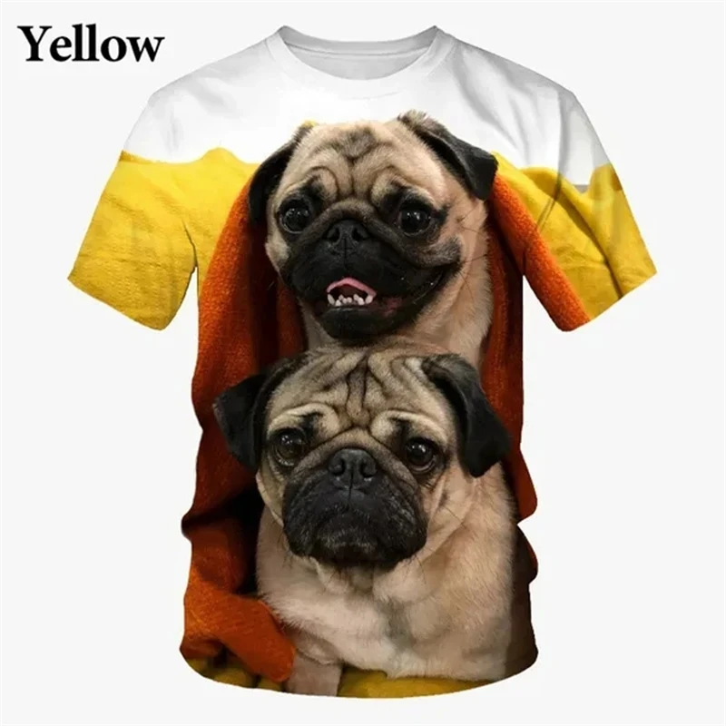 Summer Cute Funny Pug Dog Animal 3D Print T-shirts Men /Women Fashion Casual Short Sleeve Harajuku Style Shirt Tops Streetwear