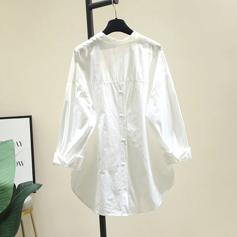 เสื้อคาร์ดิแกนแขนยาวสีพื้นสำหรับผู้หญิงทรงหลวมและอเนกประสงค์แบบมีรอยผ่าด้านหน้าความยาวปานกลาง