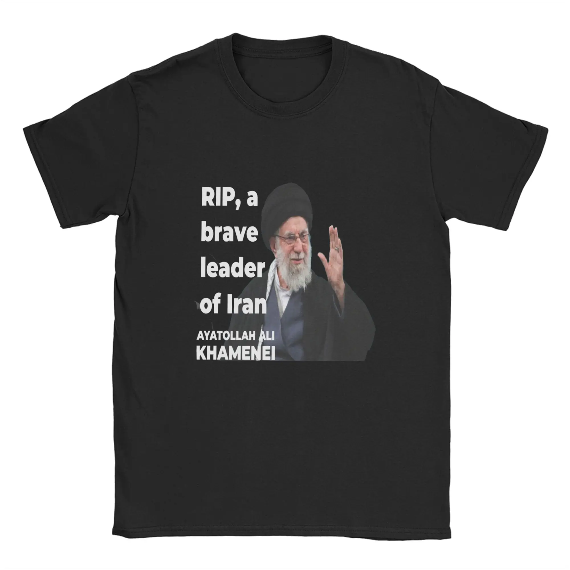 

S-Seyyed Ali K-Khamenei T-Shirt Summer Trending T Shirts Man Pure Cotton O Neck Plus Size Clothes Short-Sleeve Streetwear Tops