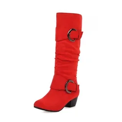 Winter Women's Boots Knee High Rome Punk Knight Boots 3.5CM Square Heel  West Cowboy Boots Europeanand American Style Women Shoe