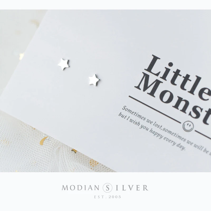 Modian Real 925 Sterling Silver Stars And Bead Fashion Tiny Stud Earrings Classic Accessories For Women Sterling Silver Jewelry