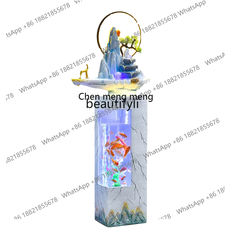 

Modern indoor living room lucky fish tank floor-standing alpine rockery landscape fountain ornaments circulating water