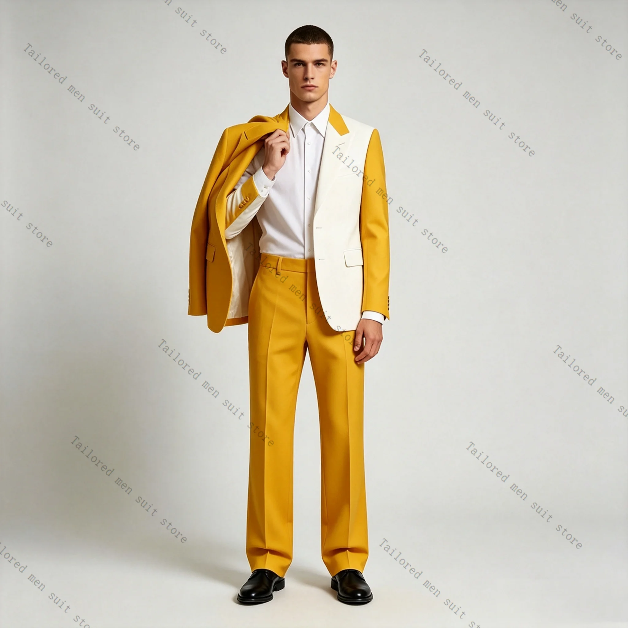 White Yellow Men Suits Pants S - Formal Wear For Men Yellow review and price