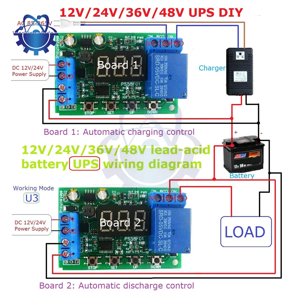 DC0~60V Battery Undervoltage Overvoltage Protection Module Off UPS Lead-Acid 18650 Display Charging Discharging Protection Board