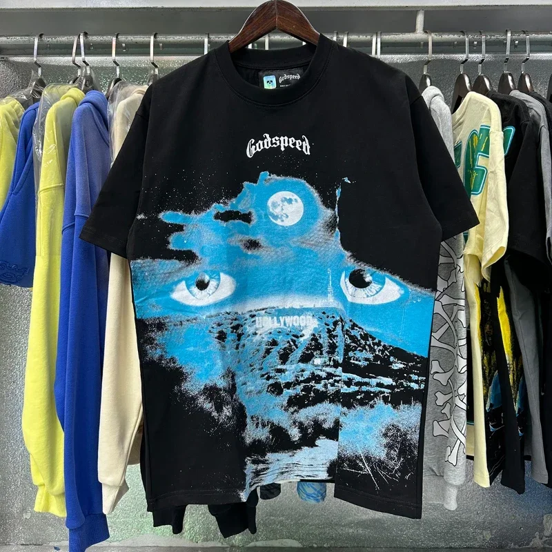 

2025 GOD SPEED Life's A Gamble Big Face Godspeed Render Cotton T-shirts O-Neck Short Sleeve Hip Hop ONeck Print Men Women