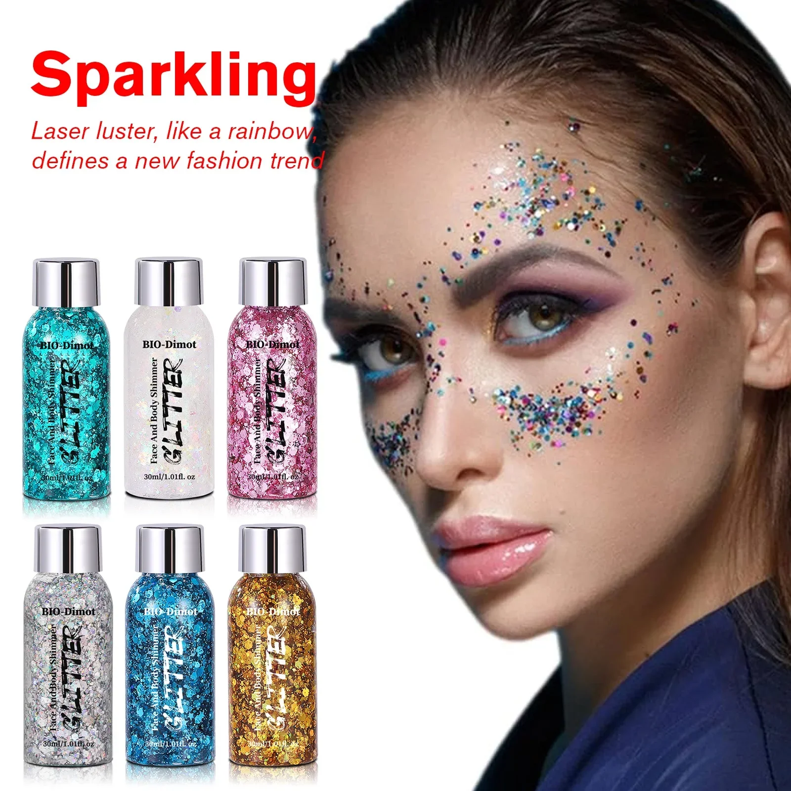 Glitter gel de longa duração espumante rosto corpo maquiagem para festival festa cosméticos cabelo olho glitter maquiagem conjunto ﻿