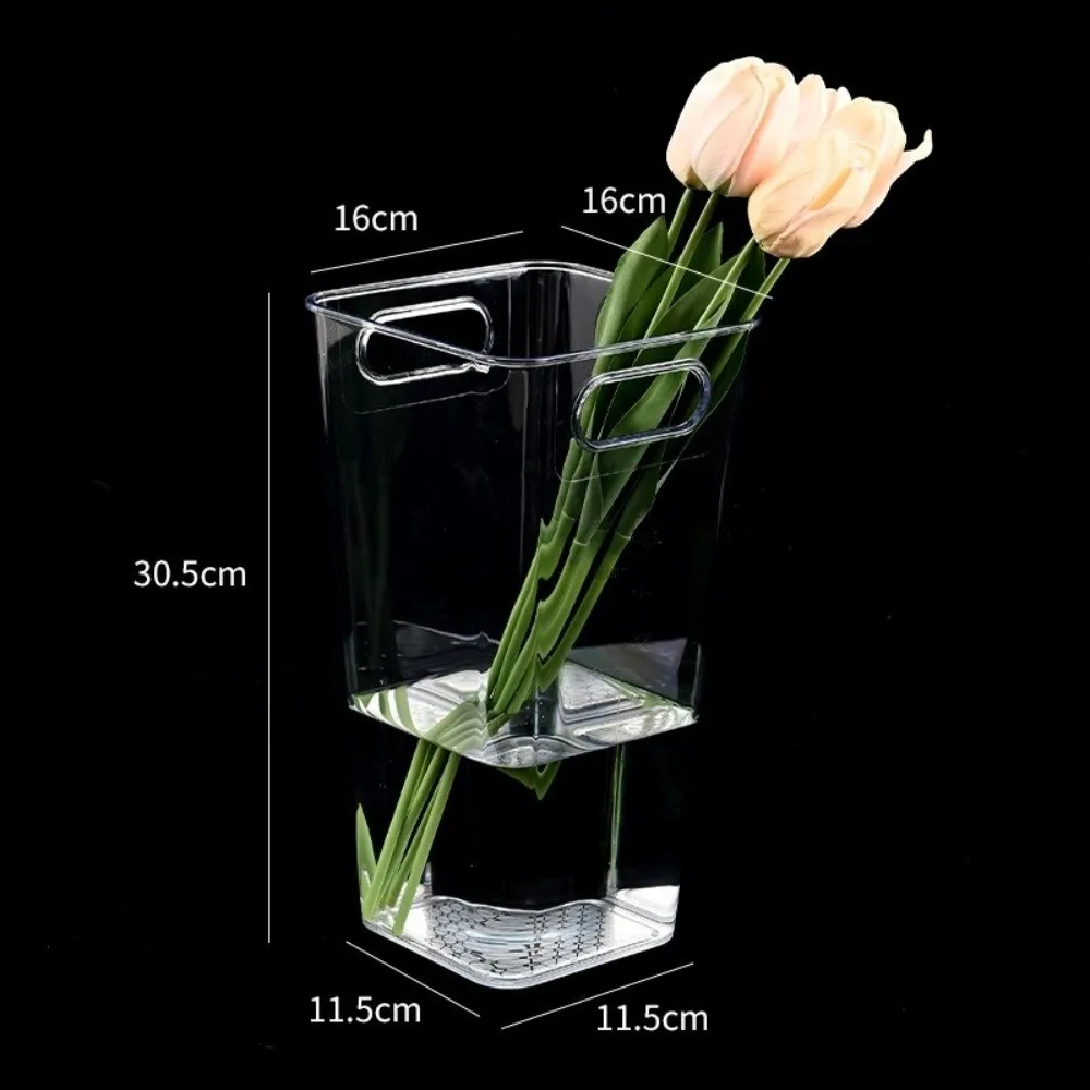 Household Nordic Style Flower Bucket Acrylic Modern Deep Water Flower Pot Transparent Flower Wake Up Vase Home Decoration