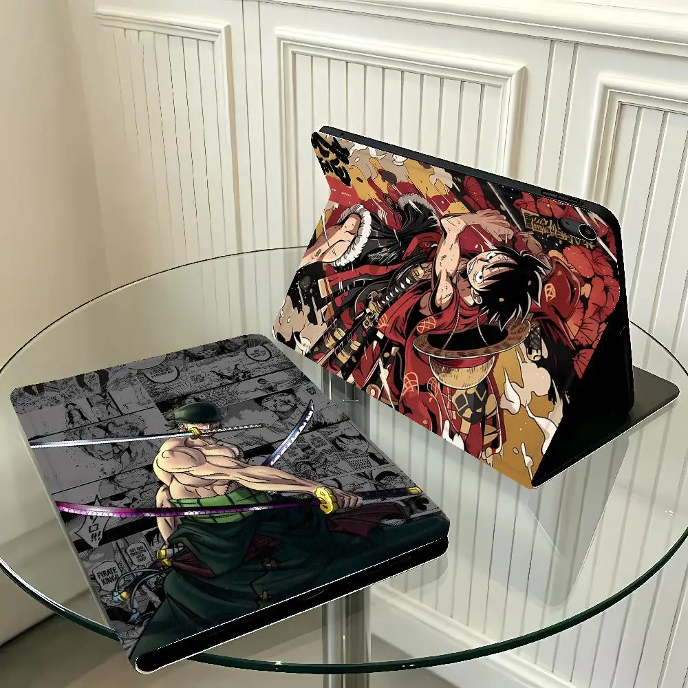 One Pieces Cartoon With Pencil Holder Case for Apple iPad 10th 7/8/9th Air 11 13 M4 M3 M2 A16 2026 Pro11 13 Air 4/5/6th