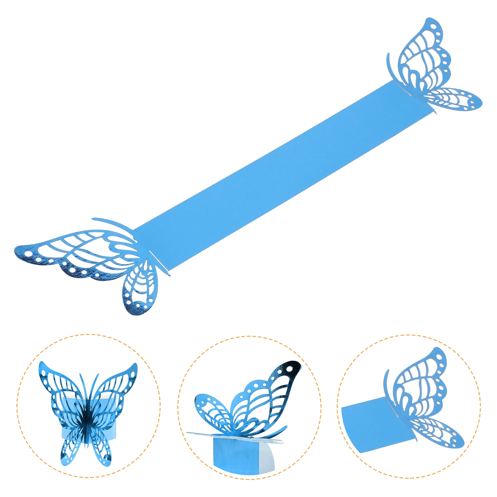 50pcs 3D Stereo Butterfly Laser Cut Napkin Rings Holder Butterfly Paper Ring Hotel Birthday Wedding Party Table Decoration