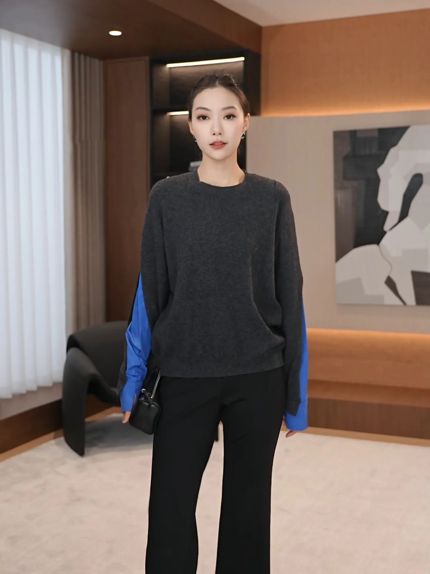 

Повседневный свитер с лоскутным узором, женский свободный вязаный свитер, удобный, зимний, новинка, модный дизайн, стройнящий топ