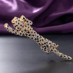 Zlxgirl fashion man's leopard animal brooches jewelry full rhinestone crystal Enamel men scarf pins free shipping vintage broch