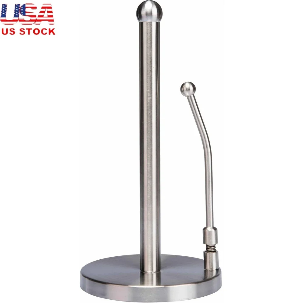 

Держатель для бумажных полотенец из нержавеющей стали, тяжелое утяжеленное основание, устойчивое к ржавчине кухонный аксессуар, боковой диспенсер, прочное дно из ЭВА