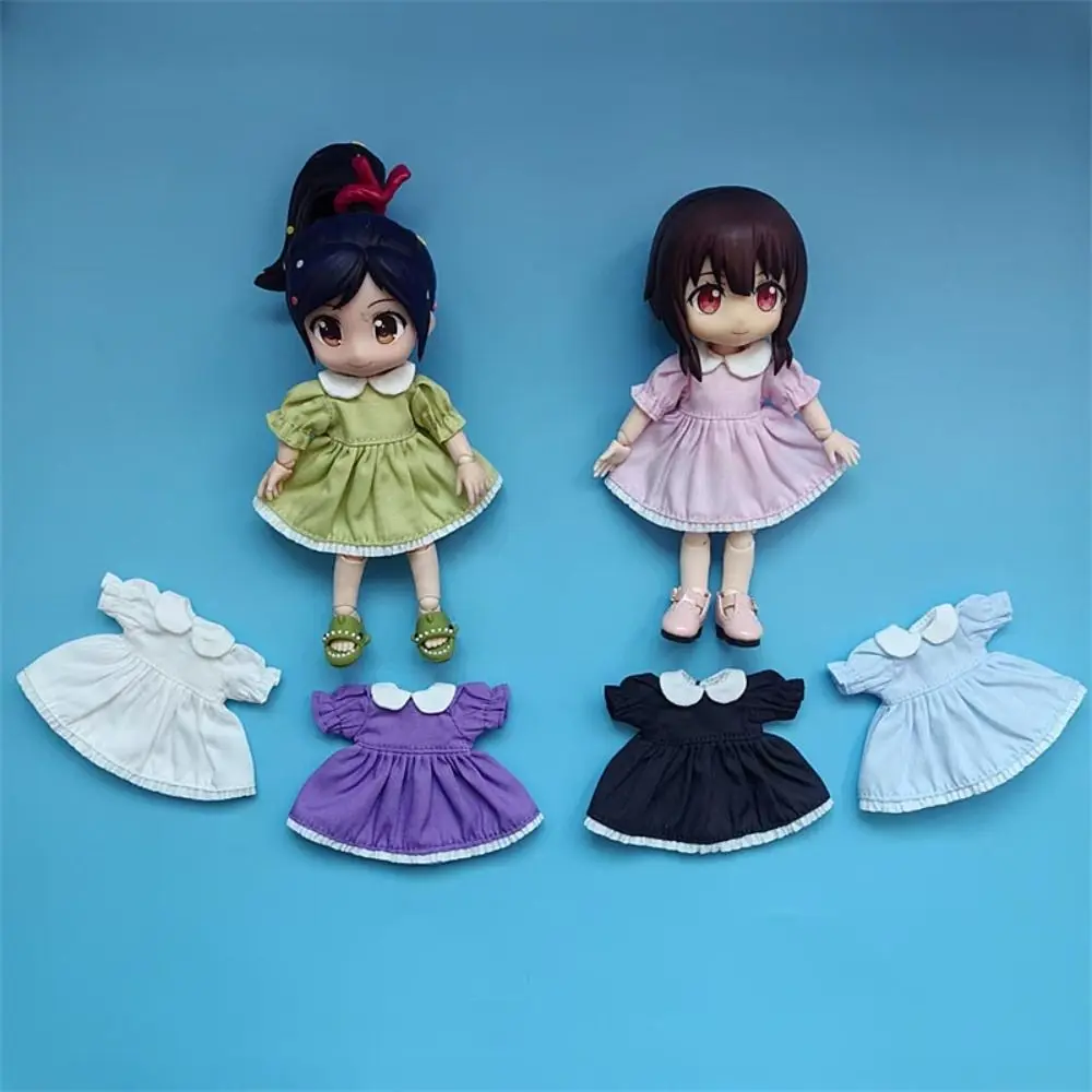 1/12 BJD Handmade Pure Color Dresses 1/11 OB11 Dolls Outfits Dresses Doll Puff Sleeve Clothes Skirt White Cardigan Dolls Tops view 3