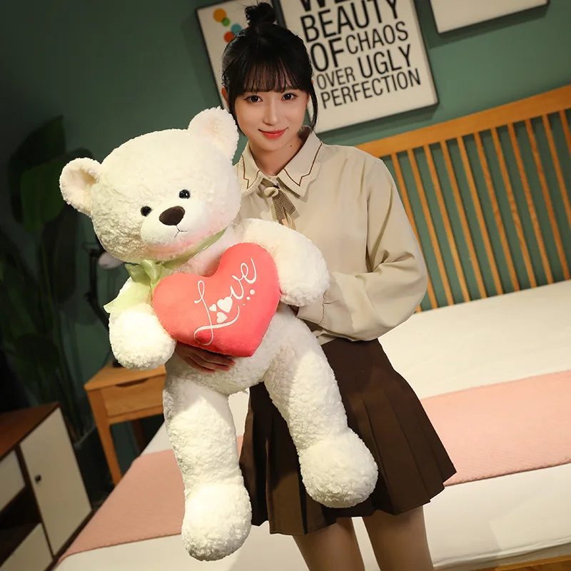 Kawaii Zachte Teddybeer Knuffel Hart Pluche Pop Schattige Knuffel Dier Cartoon Beren Knuffel Voor Meisjes Valentijnsdag Verjaardagscadeaus