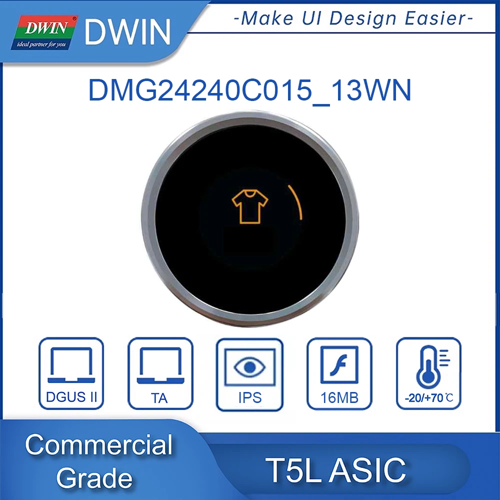 DWIN 1.54 Inch Display UART Circular Rotary Screen With Encoder Shell 240*240 Pixels No Touch Panel DMG24240C015_13WN