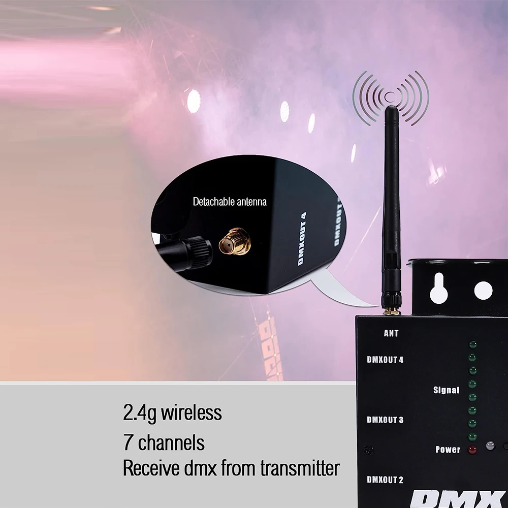 Imagem -04 - Função do Transmissor do Receptor sem Fio para a Música Dmx512 Splitter 8-way Isolado com Distância 2.4g Club dj Disco Party Light