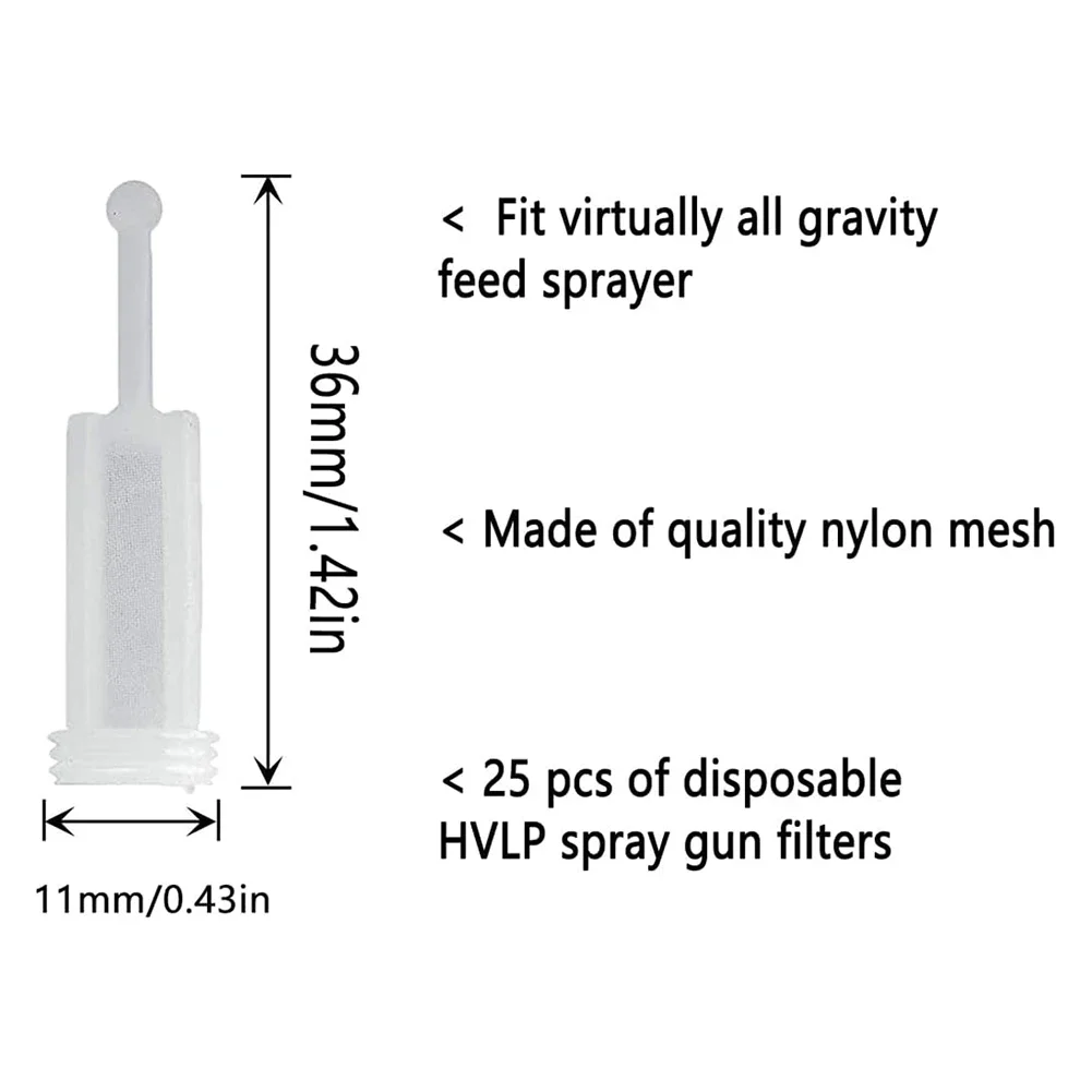 10/24Pcs Gravity Type Feed Spray Gun Filters Universal Disposable Nylon Fine Mesh Gravity Feed Paint Strainer For Automotive