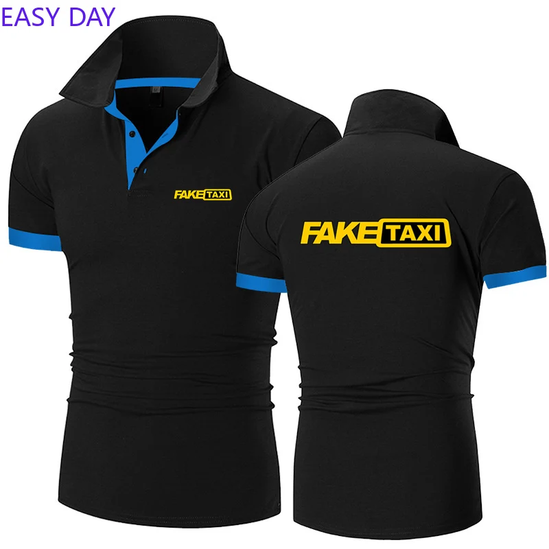 2024 FAKE TAXI Cotton Shirts for Men Casual Solid Color Slim Fit Mens Polos Summer Fashion Brand Men Comfortable Clothing