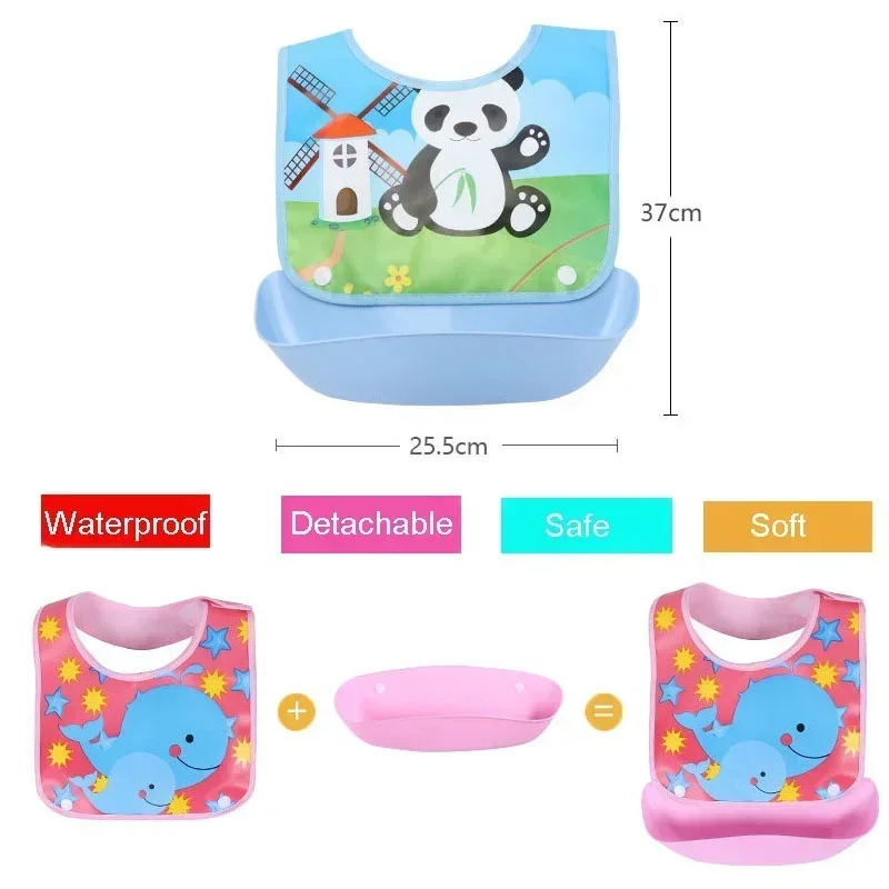 Detachable Baby Bibs Waterproof  Baby Toddler Kids Aprons Bib Infant Saliva Towels Cute Baby Cartoon Feeding Bib