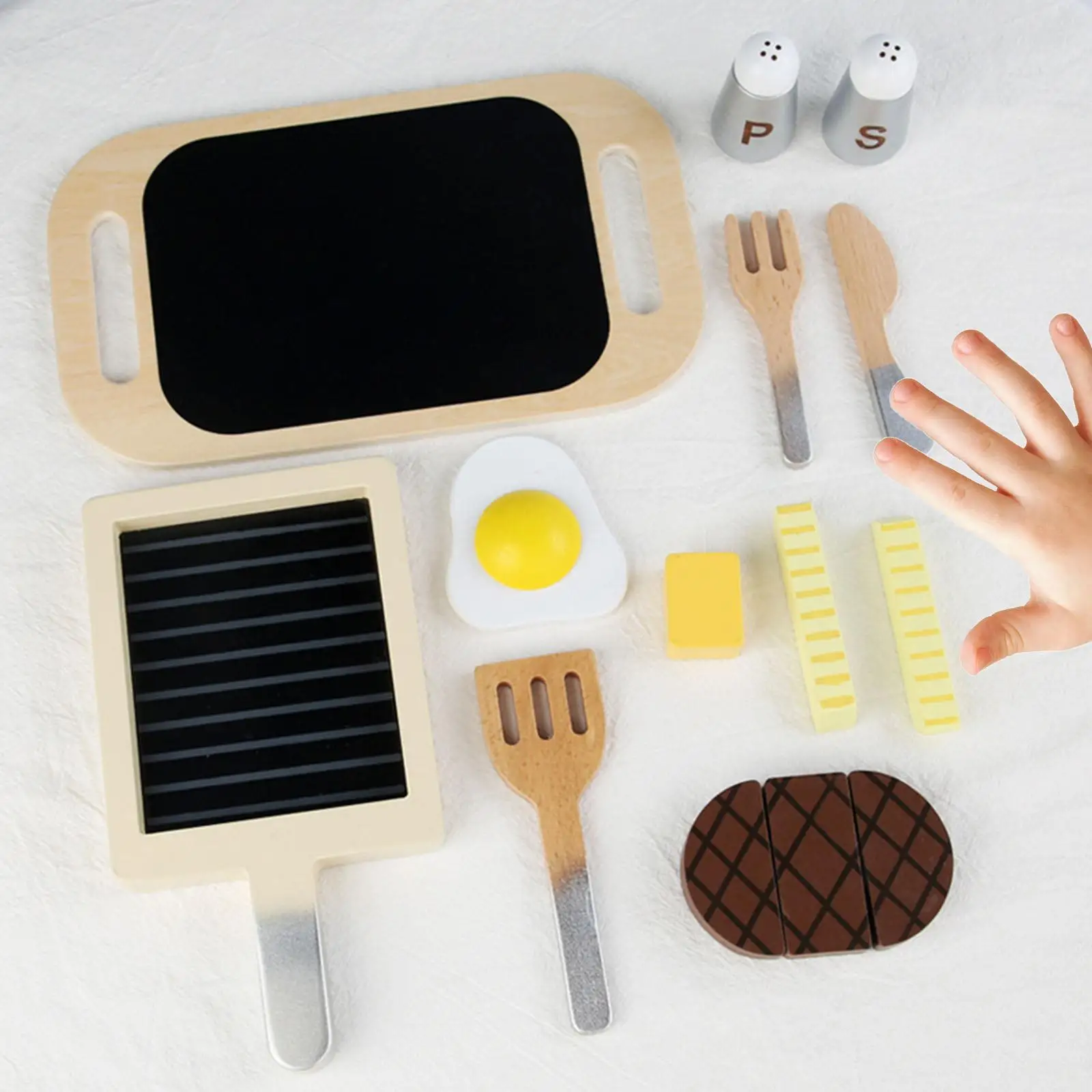 Wooden Play Kitchen Accessories Utensils Cookware Toys for Children Toddlers