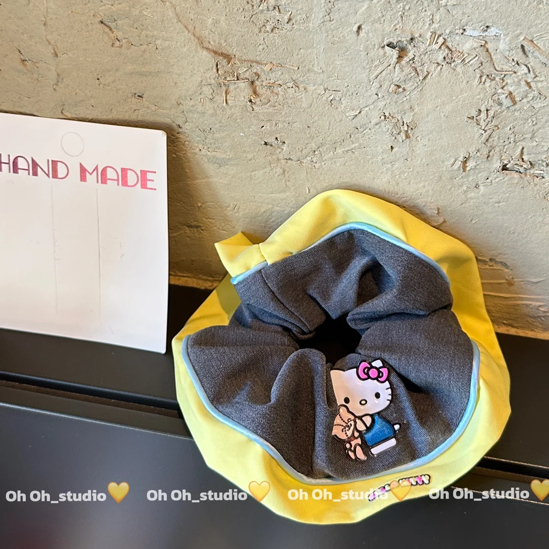 

Miniso, низконаправленное контрастное цыпленок, желтое кольцо для волос Kitty, высококачественное модное кольцо для волос с хвостиком, толстая кишка