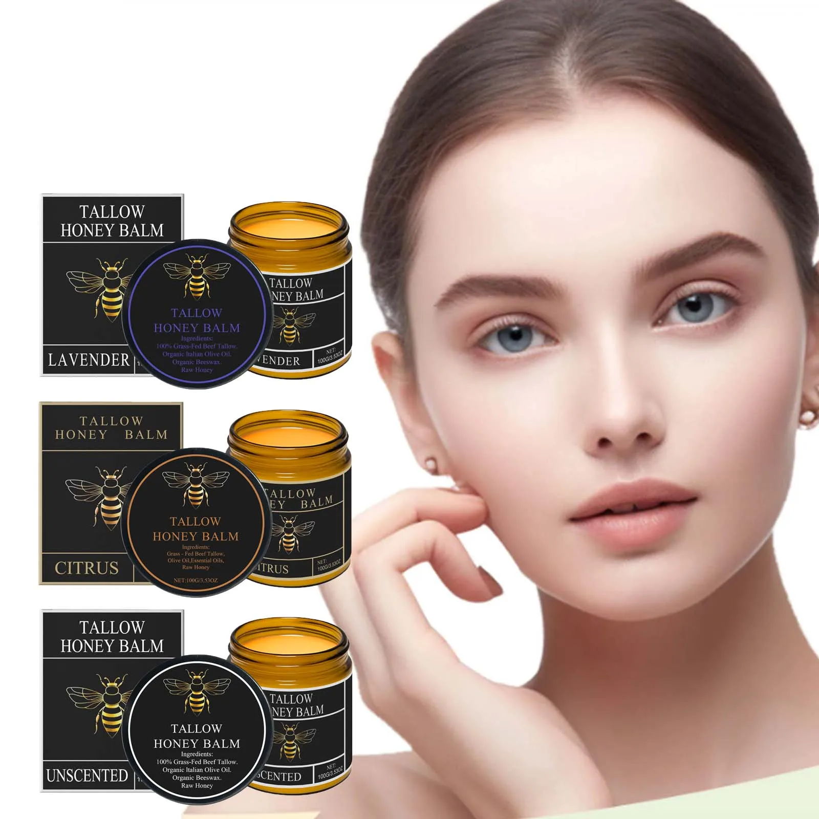 Tallow Honigbalsam, straffend, nährend und feuchtigkeitsspendend, Hautpflege, glättend, beruhigt die Haut, verbessert die Elastizität, Tallow Honey Moisturizer