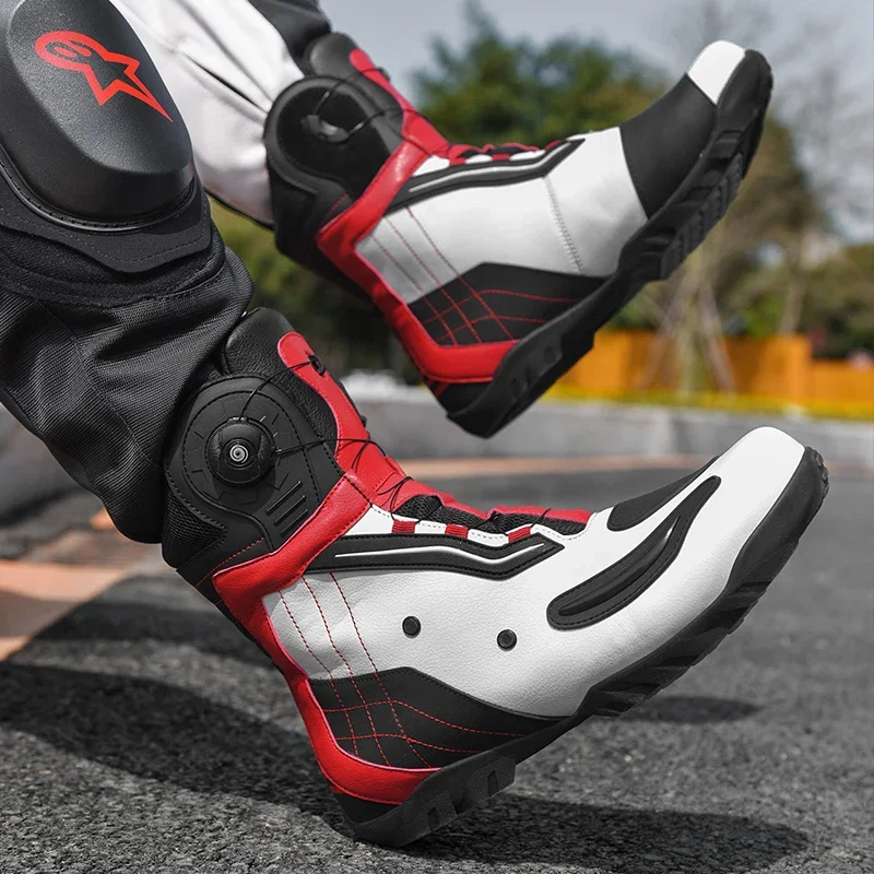 Motorcycle Boots Dirt Riding Boots Breathable Anti-slip Protective Equipment for Outdoor Riding Waterproof Microfiber Leather